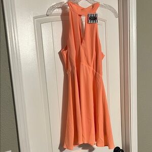 Elegant Peach Backless Sleeveless Dress